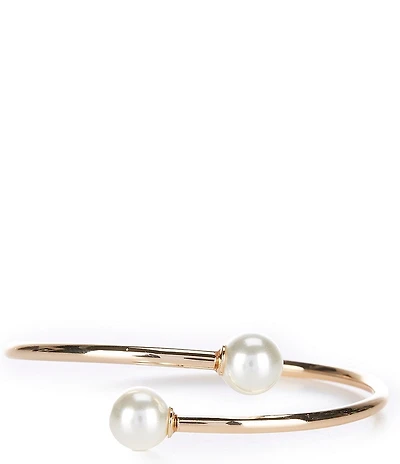 Dillard's Double Pearl Bypass Wire Bangle Bracelet