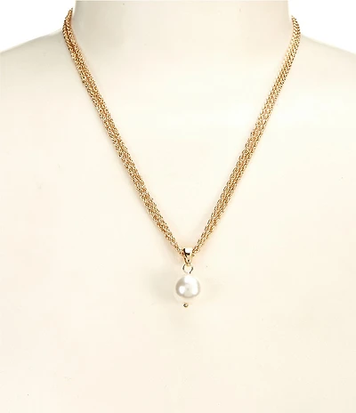 Dillard's Double Row Rope Chain Pearl Drop Short Pendant Necklace