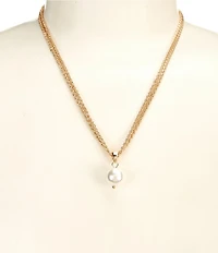Dillard's Double Row Rope Chain Pearl Drop Short Pendant Necklace