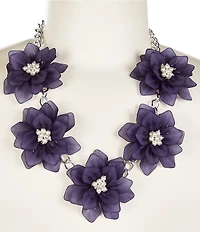 Dillard's Frosty Blue Flowers Statement Necklace