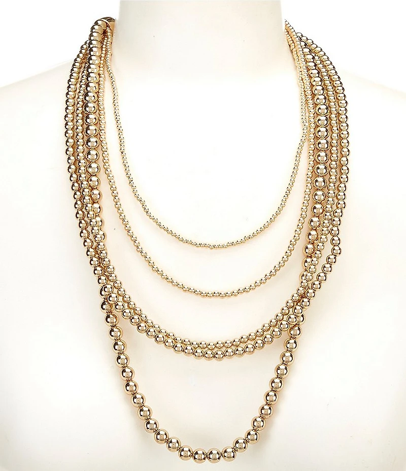 Dillard's Gold Beads Layered Statement Necklace