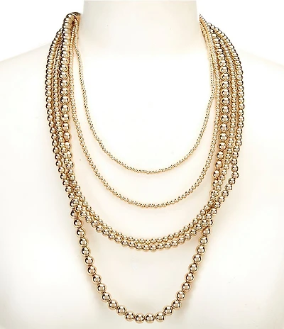 Dillard's Gold Beads Layered Statement Necklace