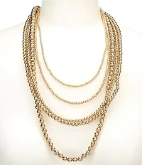 Dillard's Gold Beads Layered Statement Necklace