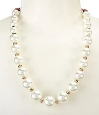 Dillard's Graduating Pearl Frontal Brown Cord Long Pendant Necklace