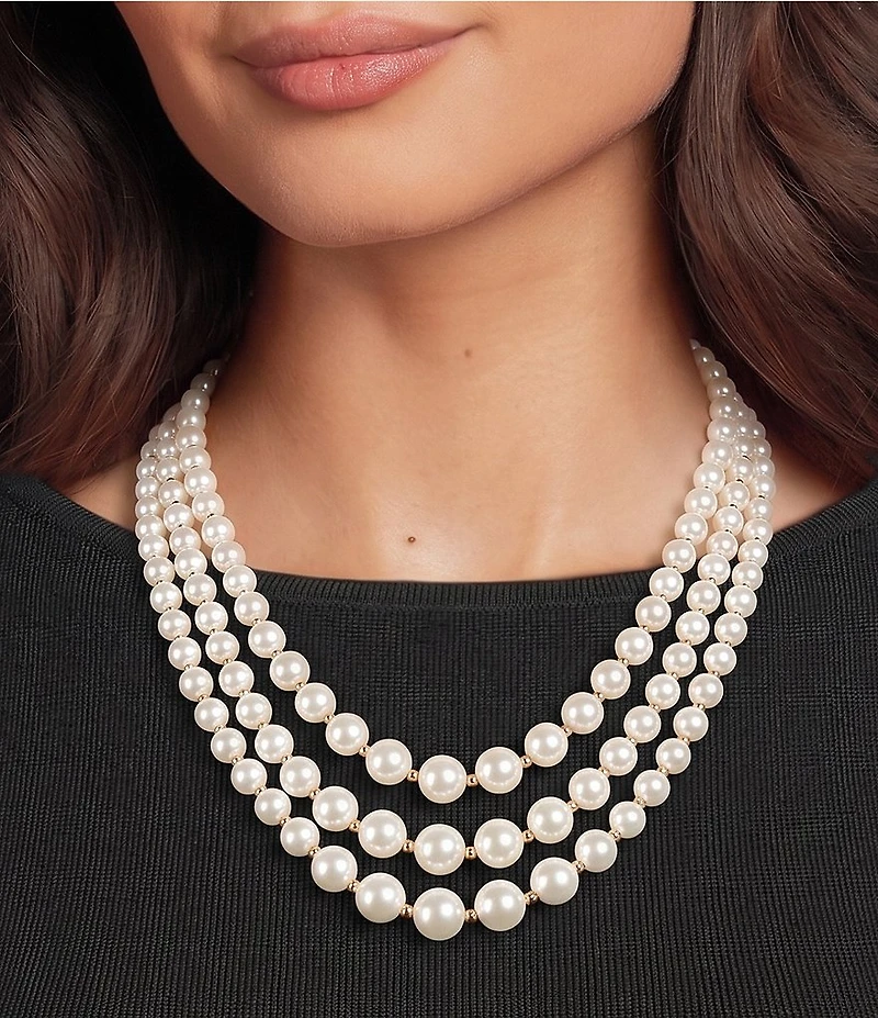 Dillard's Graduating Pearl Statement Short Multi-Strand Necklace