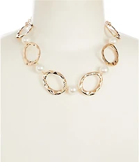 Dillard's Hammered Rings Pearl Collar Necklace