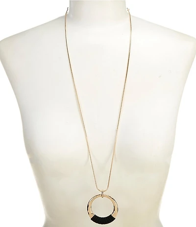Dillard's Hammered Round Jet Wrap Pendant Chain Necklace