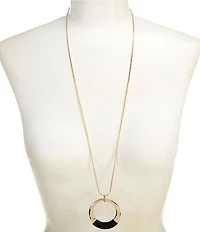 Dillard's Hammered Round Jet Wrap Pendant Chain Necklace