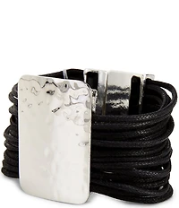 Dillard's Hammered Square Metal Jet Cord Line Bracelet