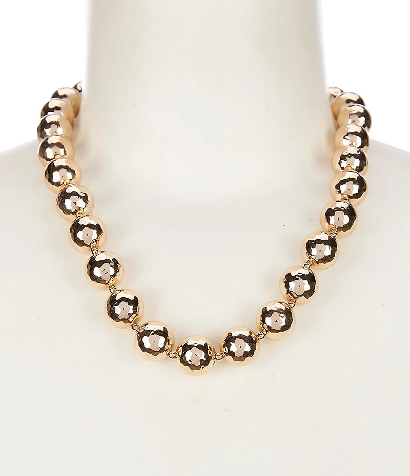 Dillard's Hammered Textured Bead Short Strand Collar Necklace