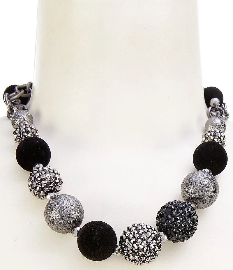 Dillard's Hematite & Jet Multi Bead Frontal Short Multi Strand Necklace