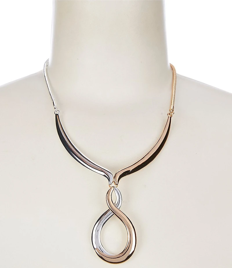Dillard's Infinity Metal Drop Polished Bar Collar Necklace