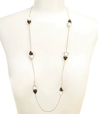 Dillard's Jet & White Triangle Cab Station Long Strand Necklace