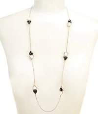 Dillard's Jet & White Triangle Cab Station Long Strand Necklace