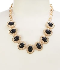 Dillard's Jet Cab Rope Textured Oval Metal Frontal Collar Necklace