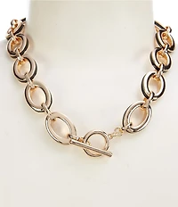 Dillard's Jet Epoxy Edge Oval Link Collar Necklace