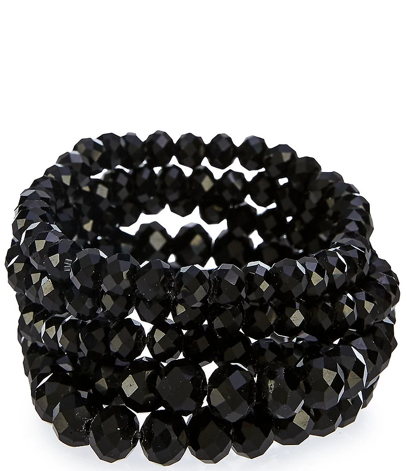 Dillard's Jet Faceted Beaded Stretch Bracelet Set