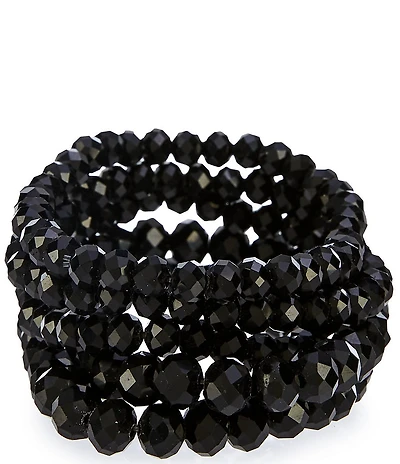 Dillard's Jet Faceted Beaded Stretch Bracelet Set