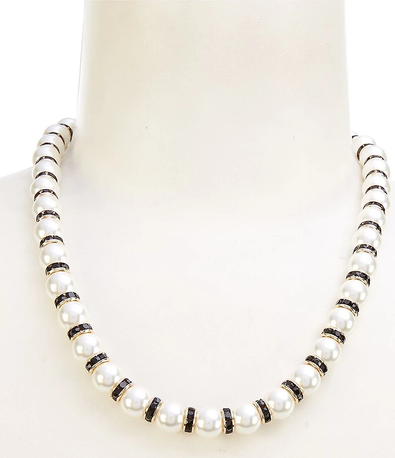 Dillard's Jet Rondelle Pearl Bead Short Strand Collar Necklace
