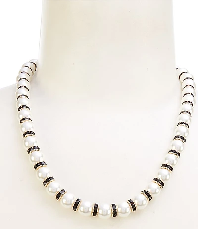 Dillard's Jet Rondelle Pearl Bead Short Strand Collar Necklace