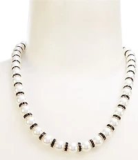 Dillard's Jet Rondelle Pearl Bead Short Strand Collar Necklace