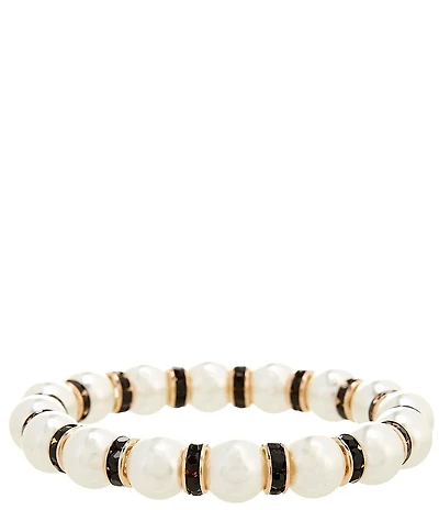 Dillard's Jet Rondelle Pearl Bead Stretch Bracelet