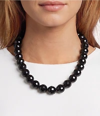 Dillard's Large Jet Faceted Bead Statement Short Collar Necklace