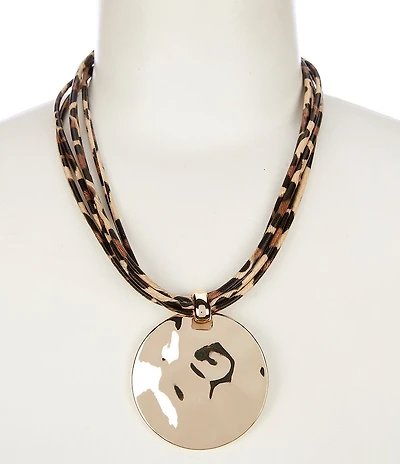 Dillard's Leopard Print Multi Cord Round Textured Statement Necklace