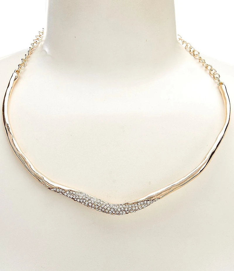 Dillard's Modern Metal Crystal Accent Collar Necklace
