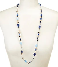 Dillard's Multi Blue Beaded & Ccb Long Strand Necklace