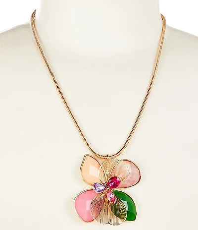 Dillard's Multi Bright Color Stone Flower Necklace