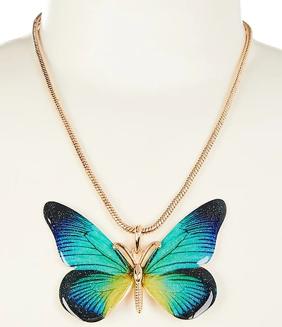Dillard's Butterfly Multicolor Statement Pendant Necklace