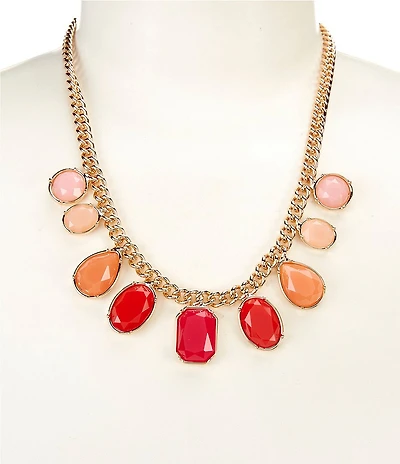 Dillard's Multi Shape Drop Frontal Curb Chain Collar Necklace