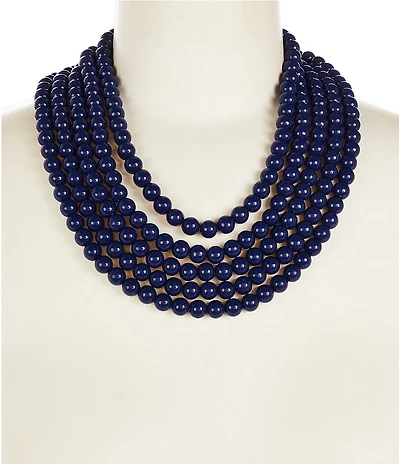 Dillard's Navy Beaded Short Multi-Strand Statement Necklace