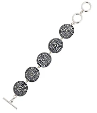 Dillard's Navy Floral Mandala Round Metal Line Bracelet