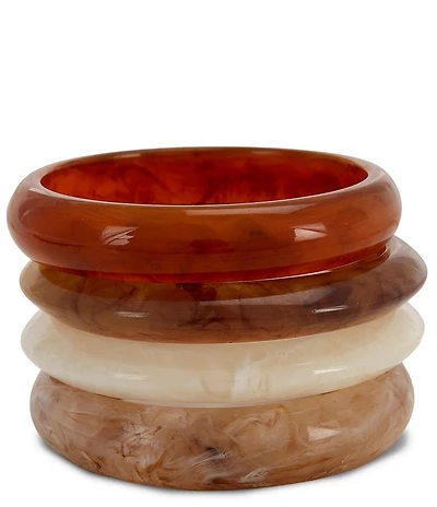 Dillard's Neutral Acrylic Chunky Resort Bangle Bracelet Set