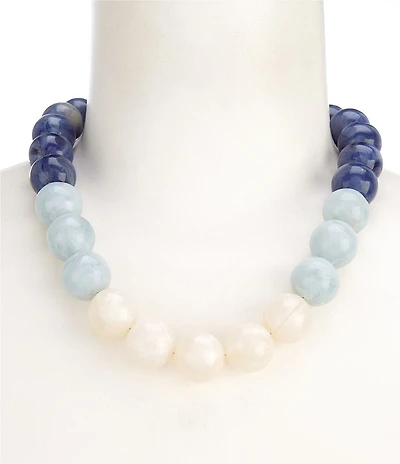 Dillard's Ombre Blue & White Resin Beaded Collar Necklace