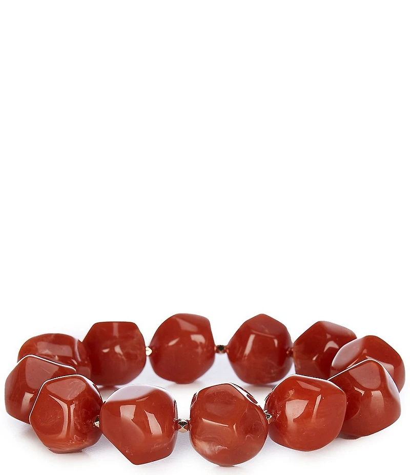 Dillard's Orange Resin Organic Beaded Stretch Bracelet