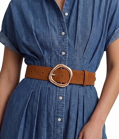 Dillard's Organic Buckle Leather Wide Belt