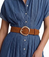 Dillard's Organic Buckle Leather Wide Belt