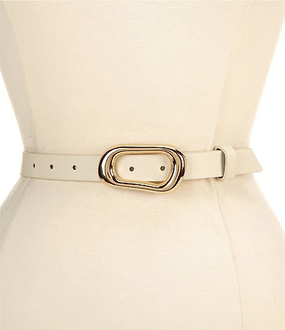 Dillard's Organic Oval Buckle Faux Leather Belt