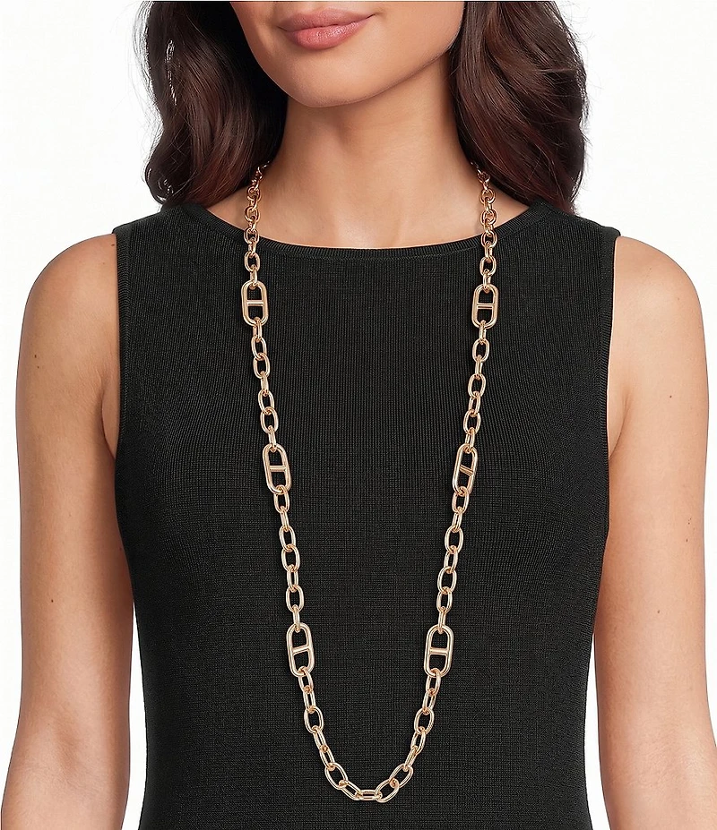 Dillard's Oval Chain Anchor Link Station Long Strand Necklace