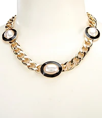 Dillard's Oval Pearls Chain Statement Necklace