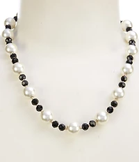 Dillard's Pearl & Jet Bead Station Short Strand Collar Necklace