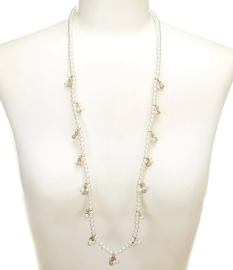 Dillard's Pearl and Fireball Shaky Long Strand Necklace