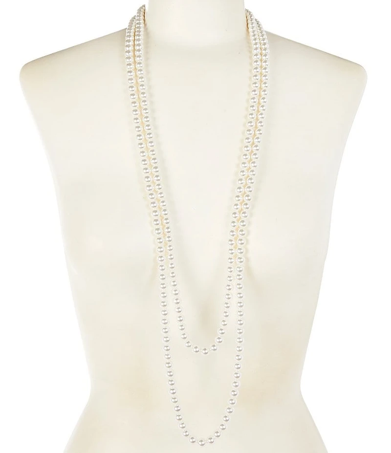 Dillard's Pearl Beaded 2 Row Long Strand Necklace