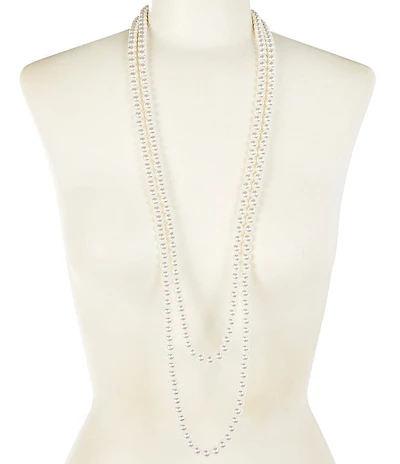 Dillard's Pearl Beaded 2 Row Long Strand Necklace