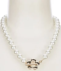 Dillard's Pearl Beaded Short Strand Metal Flower Collar Necklace