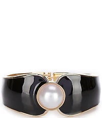 Dillard's Pearl Cab Jet Enamel Hinge Bangle Bracelet