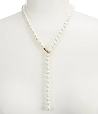 Dillard's Pearl Glass Beaded Knotted Thread Y Necklace